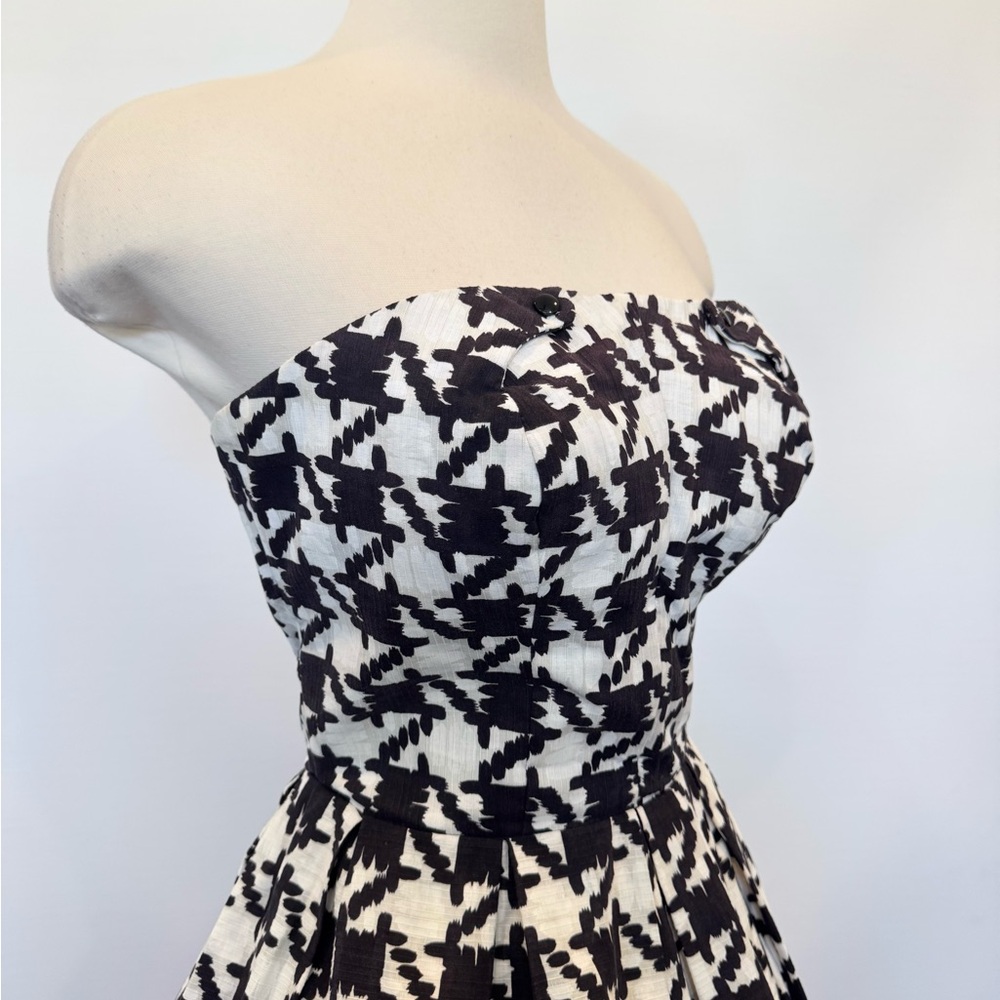 Vintage 50s 60s Houndstooth Check Strapless New Look Fit Flare Party Dress Town - Picture 6 of 12